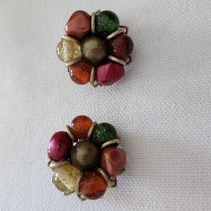 Vintage beaded clip earrings